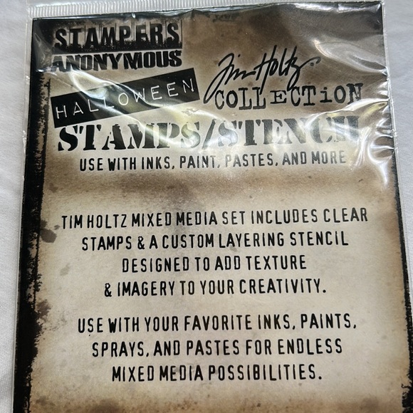 Tim Holtz Stampers Anonymous Halloween Stamps and Stencil Mixed Media NEW NIP - Picture 5 of 9